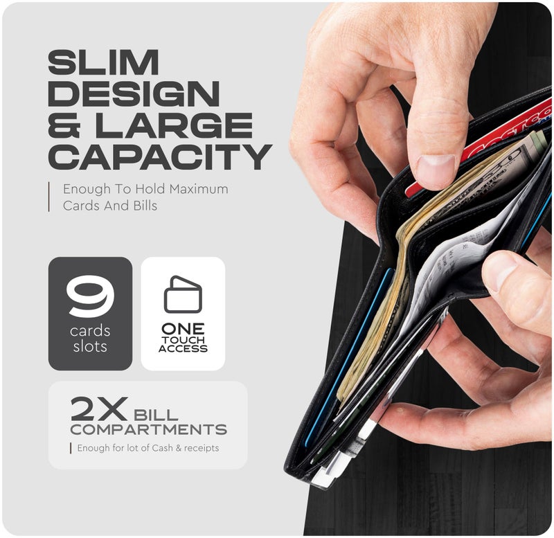 Claasico Menâ€™s Bifold Wallet for Men â€“ Genuine Leather RFID Wallet, Slim Billfold Cardholder w/ID Window â€“ Gift Box Included - Image 3